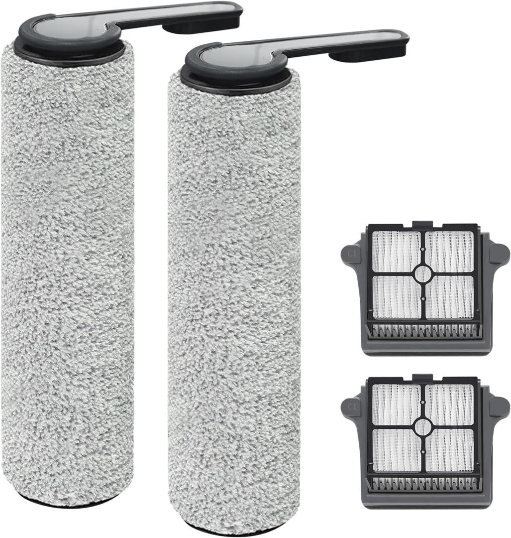 4 Pack Fits FW200300US Model, Only Floor One S7 Pro Replacement Roller Brushes & Filters Compatible with Tineco Floor One S7 Pro Cordless Vacuum Cleaner, 2 Brush Rollers 2 HEPA Filters