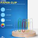 1InTheOffice Jumbo Paper Clip, Vinyl Coated Smooth Large Paper Clips "500 Pieces" (Assorted Brights)
