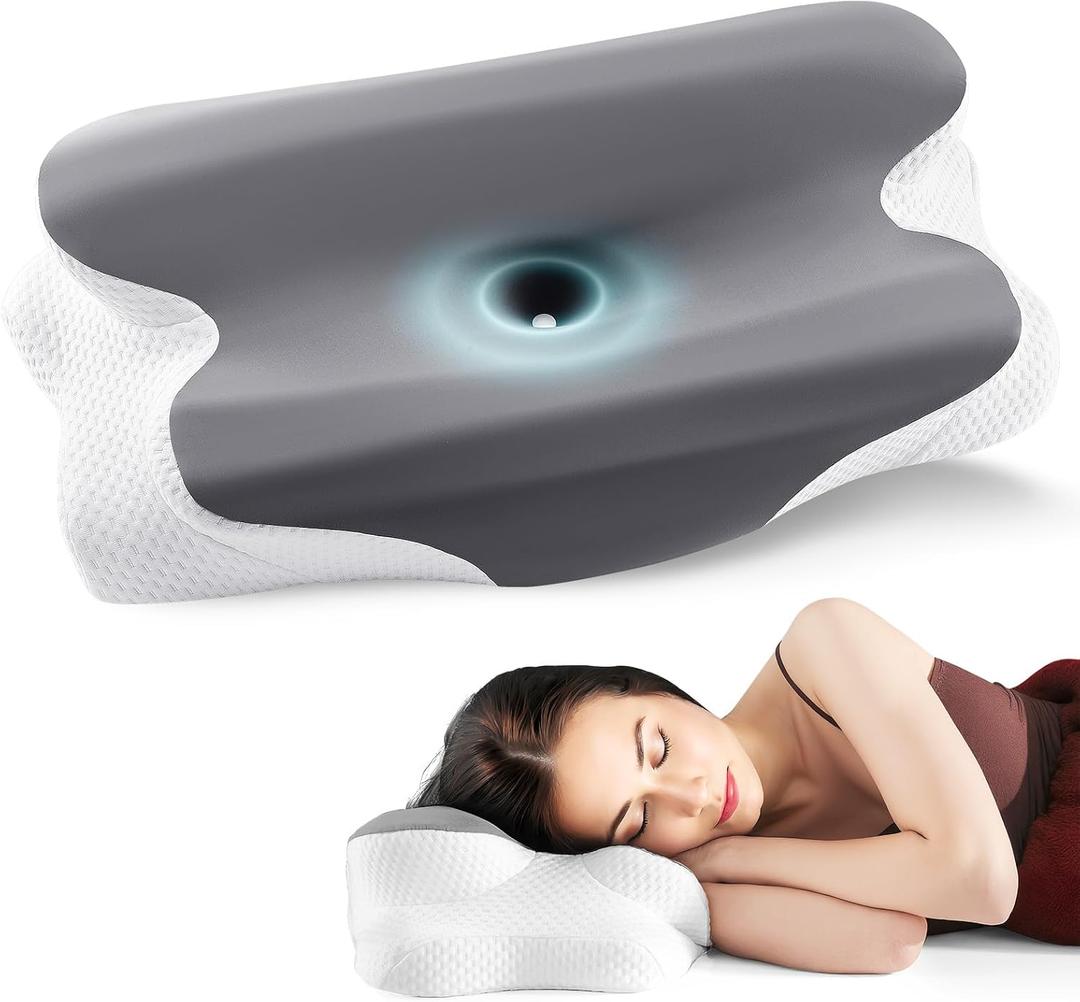 Cervical Pillow for Neck and Shoulder Relief, Cooling Memory Foam Pillow for Sleeping, Ergonomic Neck Support Pillow Contour Bed Pillow for Back Side Stomach Sleepers with Pillowcase