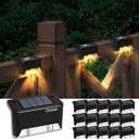 Otdair Solar Deck Lights - 16 Waterproof LED Step Lights for Deck, Stairs, Yard, Patio, and Pathway (Warm White), Black