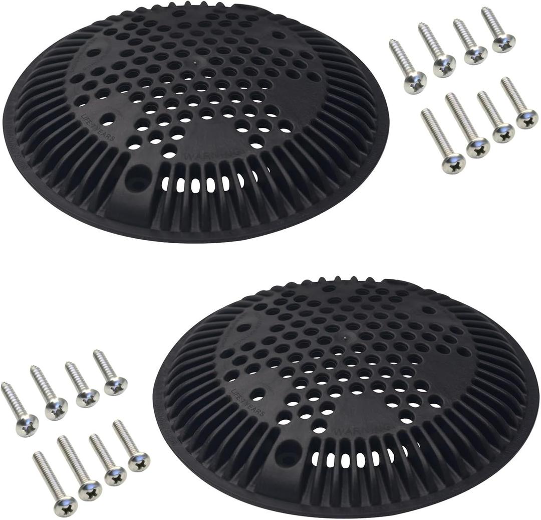 WGX1048E WGX1048EBLK Pool Drain Cover Pool Drain Port Cover Compatible with Hayward Suction and Dual Suction Outlet (2 Pack)