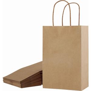 SUNCOLOR 24-Pack Brown Gift Bags with Handles, 8Kraft Paper Bags for Goodies, Rustic Weddings, Business Events, DIY Crafts, Party Favors & Shopping