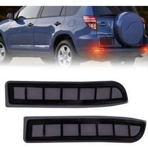 Full LED Rear Bumper Reflectors Fog Brake Tail Light Lamps Compatible with Toyota Rav4 2006-2012/Scion xD 2008-2014 Turn Signal Feature Accessories (Black)