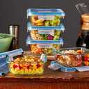 Snapware Glass Total Solutions (5-Pack, 4 Cup) Food Storage Containers Set, Airtight & Leakproof Plastic Locking BPA-Free Lids, Freezer Dishwasher Microwave Safe