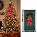 2 x BinaryABC Valentine's Day Bows Decoration Ornaments,Christmas Tree Topper Bow(Red)