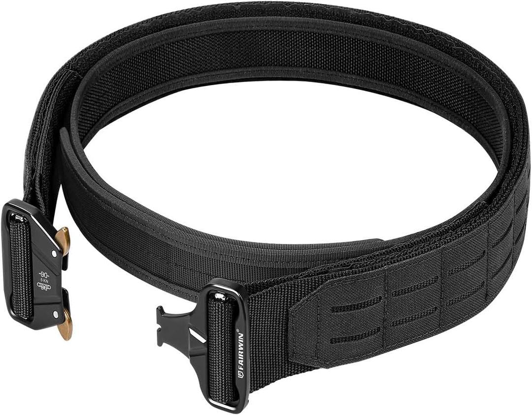 FAIRWIN Tactical Balttle Molle Rigger Belt with Quick Release Buckle - 2 Inch Heavy Duty Carry Combat Belts for Men (Black)