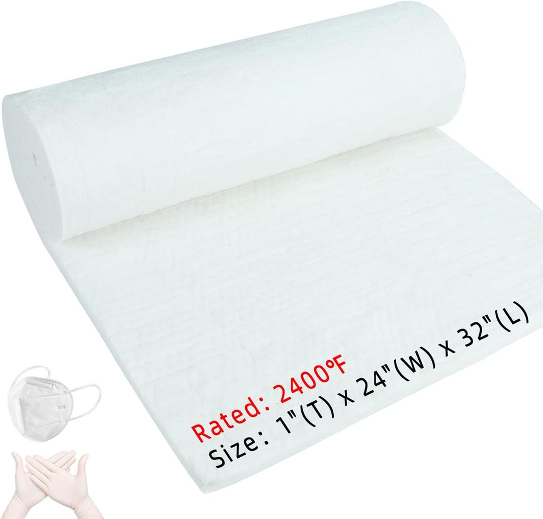 32"x24"x1" (Thick) Ceramic Fiber Blanket Fireproof Insulation Baffle, 2400F High-Temperature Resistance, Used in Wood Stove Baffles, Chimneys, Various Stoves, Forge (1 PCS)