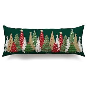 DFXSZ Christmas Pillow Covers 14x36 Inch Christmas Tree Decorative Green Throw Pillows Winter Christmas Decor for Home Couch TH-50B14