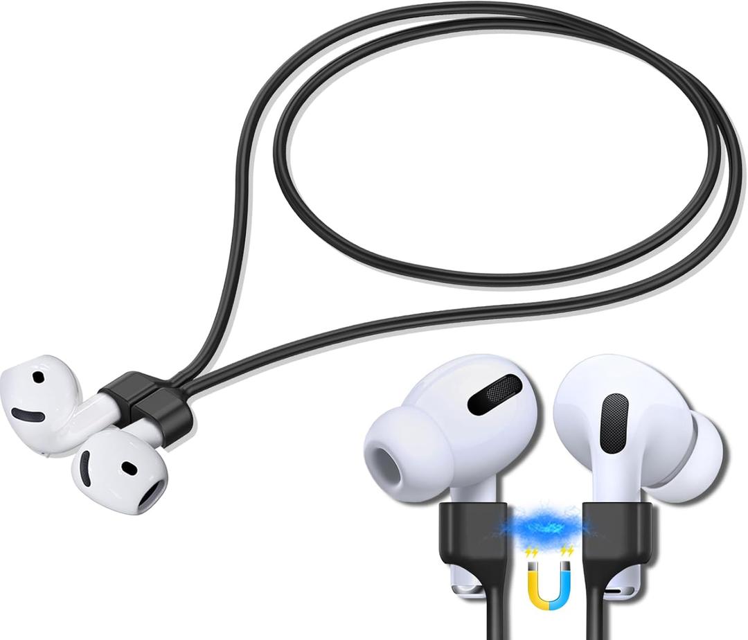 Inesore Magnetic Airpod Pro Strap, AirPodStrap AirPod Lanyard (1 Pack, F-black)