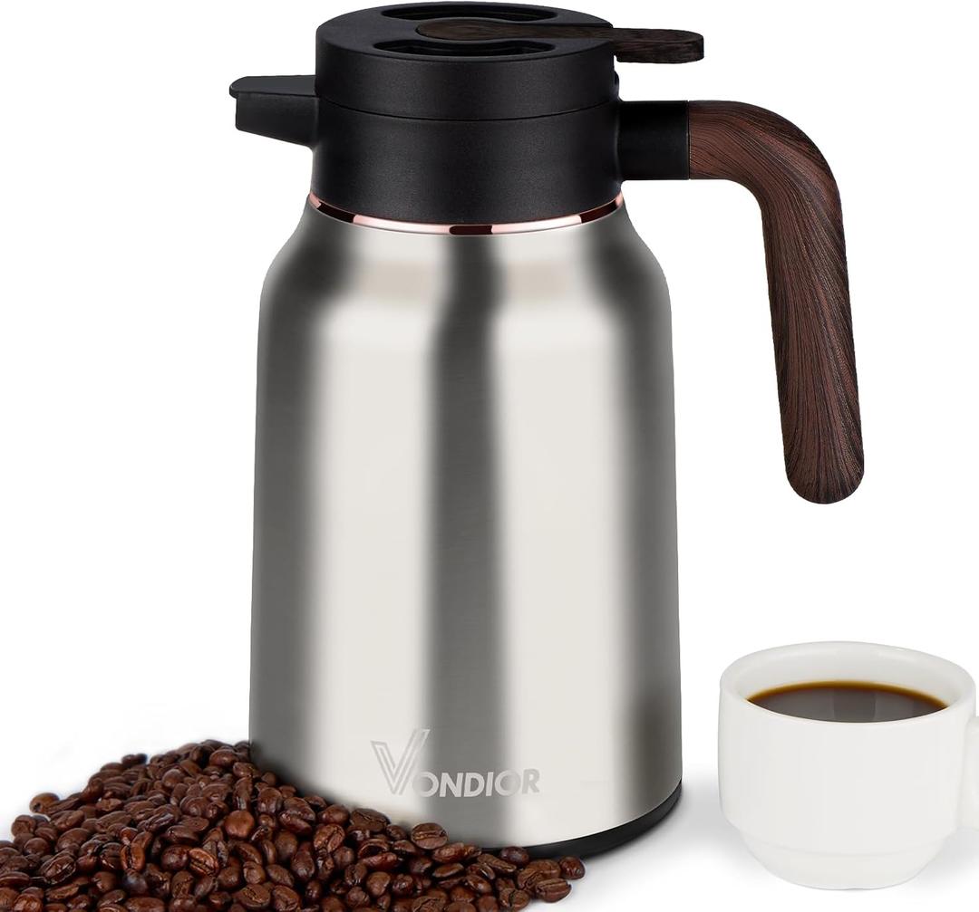 Vondior Coffee Carafe 35oz/1.0L - 24Hours Coffee Thermal- Insulated 304 Stainless Steel Hot Beverage Dispenser - Thermal Coffee Carafes For Keeping Hot/Cold Coffee, Drink Dispenser for Parties