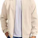 COOFANDY Mens Fashion Jacket Casual Lightweight Jacket Flight Bomber Jacket With Pockets Beige, Medium