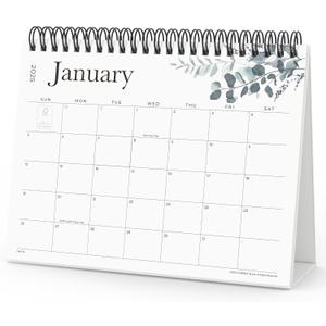 Small Desk Calendar 2025, Cabbrix Standing Flip Desktop Calendar Covers 12 Months Runs from July 2025 to June 2026, Flip Desk Calendars with Stickers and Leaf Design 8x6"