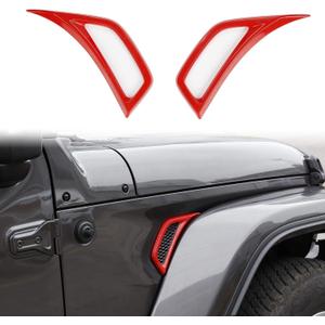 Fit for Jeep Wrangler JL JT 2018+ Side Air Conditioning Vent Outlet Decoration Trim Air Vent Outlet Cover Trim for Jeep Wrangler Accessories, ABS, 2 Pcs, Red (Red)