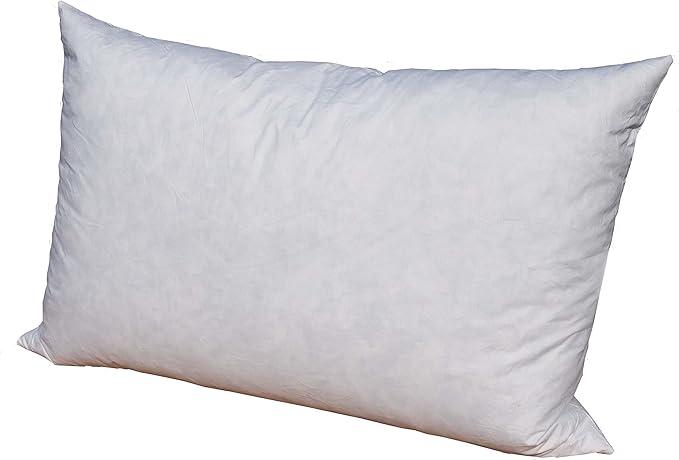 Pillowflex 5% Duck Feather by 5% Down Pillow Inserts for Decorative Shams - Comfy and Lump-Free Luxury Rectangular Duck Feather Pillows, 100% Cotton White Shell for Sleeping,  15L x 24W