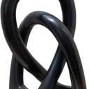 Continuous Looped Entwined Love Carving Unique Modern Contemporary Dcor Hand-Crafted Soapstone Artisans of Kenya Genuine Human Hands Precious Gift (6 Inch, Black)