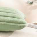 Uhomy Set of 2 Faux Fur Home Decorative Throw Pillow Cover Luxury Super Soft Fuzzy Striped Furry Pillowcase for Sofa Couch Bedroom Comfy Thick Fluffy Plush Cushion Cover 20x20 Inch Sage Green 50 cm