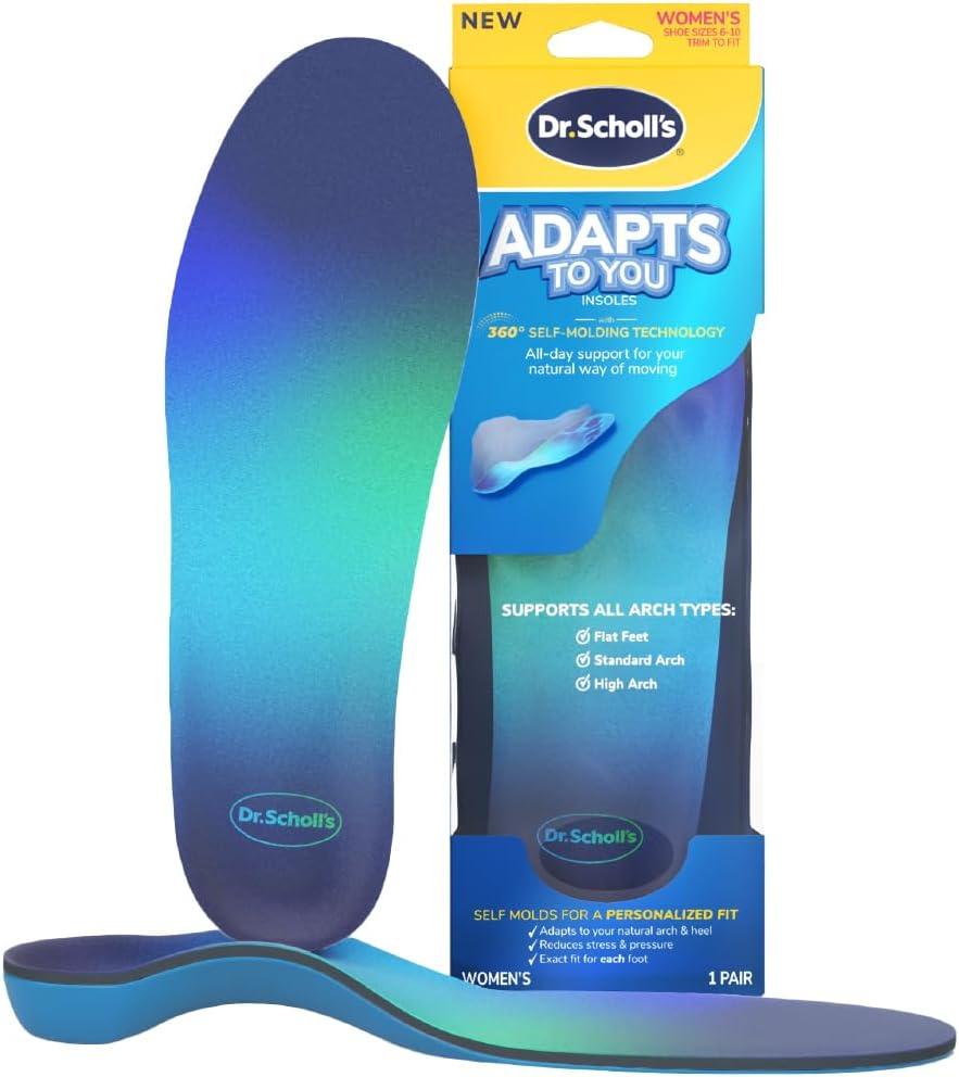 Dr. Scholls Adapts to You Insoles for Women, with Self-Molding Foam Technology Clinically Proven to Adapt to Your Feet, Flexible Arch Support Inserts, Shock-Absorbing, Podiatrist-Tested, Size 6-10