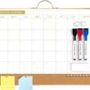 ARCOBIS Dry Erase Calendar with Cork Board for Wall, 12"x16" Double-Sided Calendar Whiteboard & White Board with Gold Frame, Magnetic Monthly Planning Board for Home, Office, School