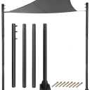 Velskud Shade Sail Pole, Length 10 feet, Diameter 3 inches, Steel Material, Heavy Duty Outdoor Sun Shade Sail Poles kit for Patio Outdoor Camping Pool Car Shade, Adjustable Height