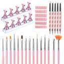 Nail Art Tools Set  15 Nail Art Brushes + 5 Dotting Pens with Nail Stand Holder  Professional Nail Design Kit for DIY Manicure & Salon Use