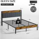 Queen Bed Frame with Headboard, Metal Platform Bed with Smart LED Lights and USB Charging Station, Easy Assembly, No Box Spring Needed
