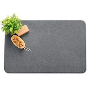Stone Bath Mat, 20"x30" Large Size Diatomite Fast Drying Non Slip Stone Shower Mat, Super Absorbent for Bathroom & Kitchen, Multi-Use as Pet Mat, Easy to Clean, Gray