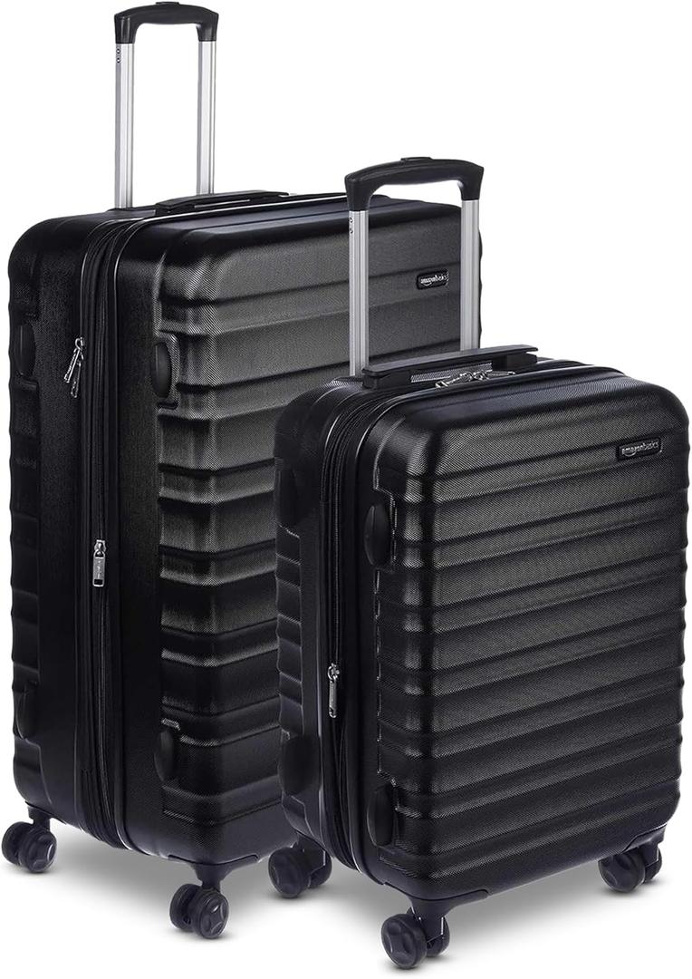 Amazon Basics 2-Piece Hardside Luggage Set (21" Carry-on, 30"), Expandable Suitcases with Spinner Wheels, Scratch-Resistant Surface, Black