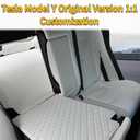 White Cargo Mat Compatible with Tesla Model Y 5-Seat Full Coverage Trunk Liner 2020-2025 (Rear Cargo Cover+Back Seat Protector+High Sides Panel Protector+Door Sill Protector)