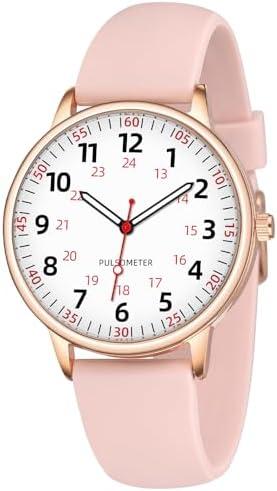 TWOPTION Nurse Watch for Women Waterproof Analog Silicone Watch with Second Hand Nursing Watch