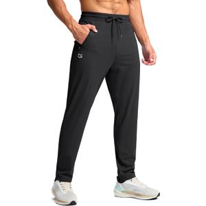 G Gradual Tall Sweatpants with Zipper Pockets Stretch Long Joggers Athletic Workout Pants Men(Black, 32-L)
