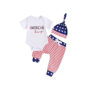 Twopumpkin My First Christmas Baby Boy Outfit Newborn Santa Baby Romper Bodysuit+Striped Pants+Hat Infant Clothes Set 0-3M