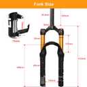 20 inch Bike Air Suspension Fork, 100mm Spacing Hub, 9mm QR,120mm Travel, 1 1/8" Straight Tube, Max 2.5" Tires, Ultralight Front Fork for Mountain, Touring, Folding, XC Bikes & E-Bikes