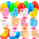 BAYSING 8 Pack Jumbo Easter Egg Fillers Wind-up Bunnies and Chicks for Kids, Basket Stuffers with Toys Inside, Filled Easter Egg Hunt Party Favors Supplies, Easter Basket Essentials, Classroom Prize
