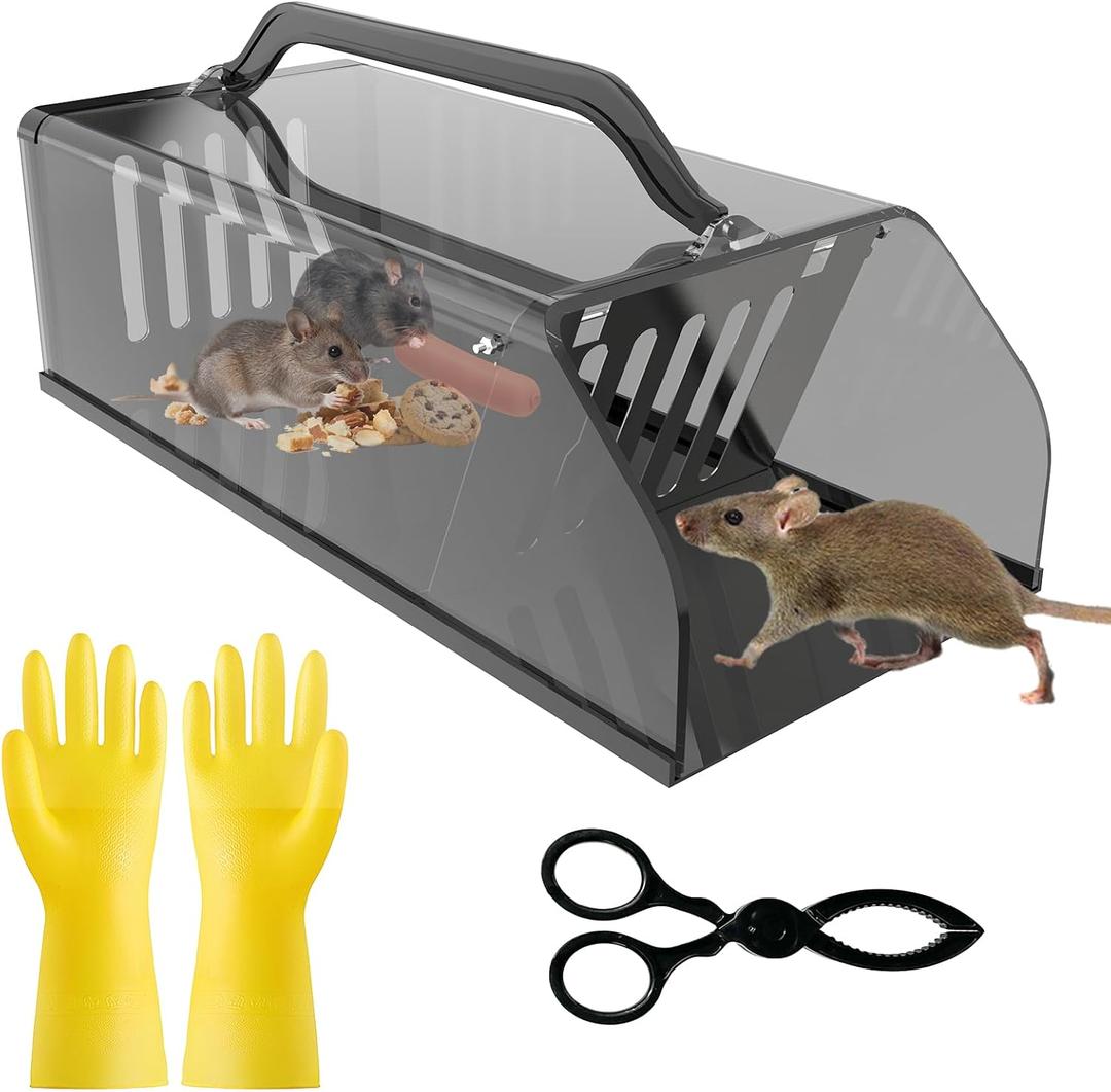Humane Rat Trap, Live Animal Trap Outdoor & Indoor Use, Reusable Automatic Continuous Visible Mouse Traps Cage Small Rodent Trap for Mice, Rats, Chipmunks, Easy Live Catch & Release