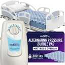 Alternating Air Pressure Mattress Topper - Hospital Bed Bubble Pad Cushion - Bed Sore Prevention and Pressure Ulcer Relief - Lightweight, Washable Mattress Overlay with Quiet Electric Air Pump