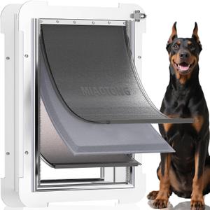 3-Flap Never Rust Extra Large Dog Door for Doors with Sliding Lock Panel, Steel Frame and Telescoping Tunnel Pet Door, Extreme Weather Durable Doggy Door Pets Up to 220 Lb, XLarge for Door