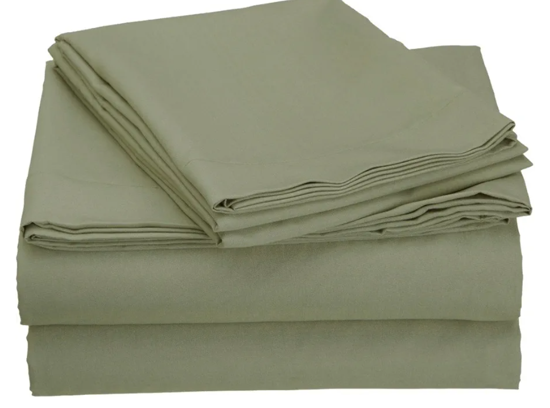 Clara Clark Grand 1200 Collection Solid Bed Sheet Set, Twin, Sage Green