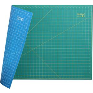 WORKLION 24" x 36" Large Self Healing PVC Cutting Mat, Double Sided, Gridded Rotary Cutting Board for Craft, Fabric, Quilting, Sewing, Scrapbooking - Art Project (Green/Blue)