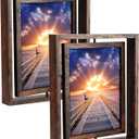EXYGLO 2 Pack 8x10 Rustic Rotating Floating Picture Frames, Photo Frames for Vertical or Horizontal Tabletop Display, Brown