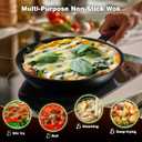 Teewe Carbon Steel Wok -13 Inch Woks & Stir-fry Pans Nonstick, Wok Pan with Lid Spatula and Dish Brush: Pre-Seasoned Flat Bottom Chinese Woks for Induction, Electric, Gas, All Stoves