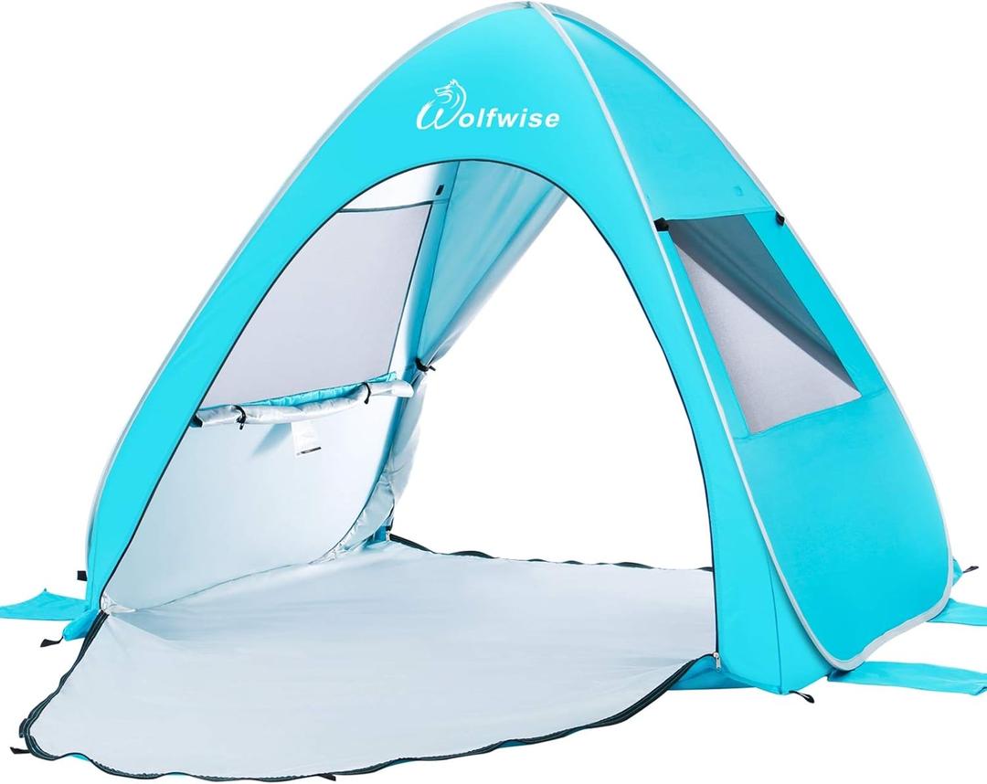 WolfWise UPF 50+ Easy Pop Up Beach Tent Sun Shelter Instant Automatic Portable Sport Umbrella Indoor Playhouse Canopy Cabana