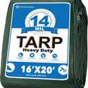 Pattiumo Tarp Waterproof 16 X 20 FT 14 Mil Heavy Duty Tarp Multipurpose Tarps Heavy Duty Waterproof Protective Cover UV All Weather Resistant for Shelter Camping, Green/Brown