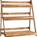 3 Tier Folding Plant Stand, Solid Wood Ladder Plant Display Stand For Multiple Plants, Floor Type Stable And Durable Flower Rack, Multifunctional Outdoor Storage Rack For Balcony Garden Indoor (90cm, Charcoal color)
