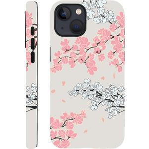 for iPhone 13 Case Floral - Cute Cherry Blossoms Aesthetic Phone Case for Women Girls,Protective Cases for iPhone 13,Beige