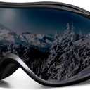 SPOSUNE OTG Ski Goggles Men Women, Over Glasses Anti Fog Snowboard Goggles, UV Protection Snow Goggles for Adult & Youth (Black&gray Lens)