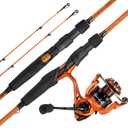 KastKing Lethal Blaze Twin-tip Fishing Rod and Reel Combo, Spinning & Baitcaster Combo, Flame Pattern Design, IM6 Graphite 2Pc Rod with Backup Tip Section, Stainless-Steel Guides, EVA Handle, 6'8" Medium Light-2000 Reel
