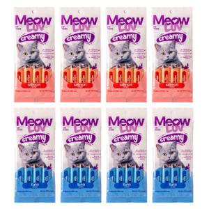 2 x Meow Luv Salmon and Tuna Lickable Cat Treats, 0.5 Ounce, Pack of 4 (EXP 09/10/26)