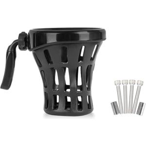 ONE.K.S Motorcycle Cup Holder Universal Drink Mount Handlebar Water Bottle Holder Durable PC Material, Fit for Fat Bob, Low Rider, Deluxe, Dyna, XL1200 Models, GL1800 F6B (Black, 105mm)