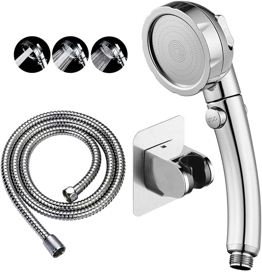 Drill-Free High Pressure Handheld Shower Head with ON/OFF Pause Switch 3 Spray Modes Water Saving Showerhead, Detachable Puppy Shower Accessories (M:Shower Head (Chrome)+Bracket+Hose)