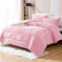 YIYEA Faux Fur King Size Comforter Set, Luxury Ultra Soft Fluffy Comforter, Plush Fuzzy Bedding Comforter Sets for Fall Winter, Cozy Warmth, No Shedding, 3PC, King, Pink